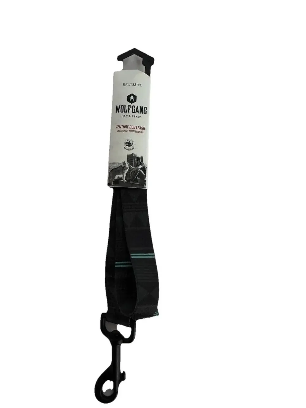 (RG) Wolfgang Man & Beast Venture Dog Leash 6ft Black Plaid Heavy Duty Made NWT